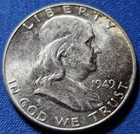 A 1949 FRANKLIN HALF DOLLAR  BU / NICE COIN!!