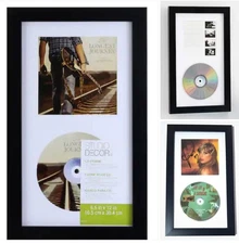 CD Display Frame for Signed Discs Black 6.5x12 Music Collectible Art Real Glass