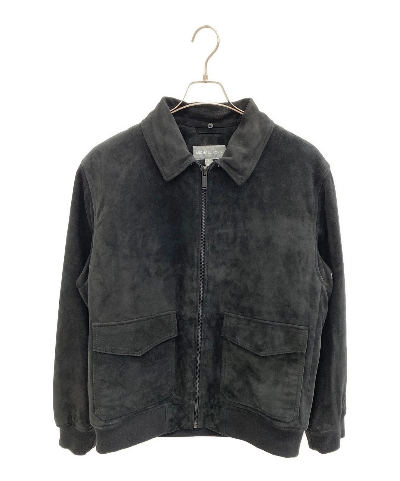 Michael Kors Suede Leather Zip Blouson Jacket Men's Size L Black - product detail image 1