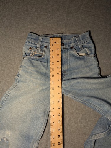 Vintage Levis Barnstormer Student W21 L22 Blue Tab Denim Kids Flared Jeans - Picture 7 of 10