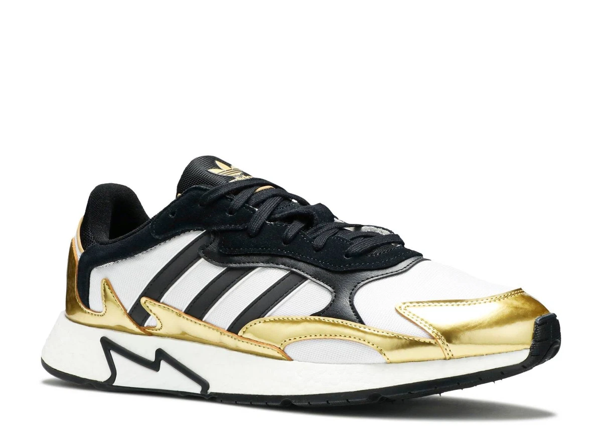 Adidas  Tresc J Running Shoes White/black/gold 9.5 adidas Tresc Run White Gold Metallic | eBay main image 2