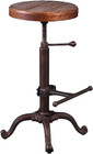 Bar stool Reclaimed Wood Top Bar Stool adjustable height Kitchen stool Cast iron
