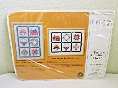 Creative Circle Cross Stitch Pastel Quilt Block Sampler Kit Item 1647 Vtg