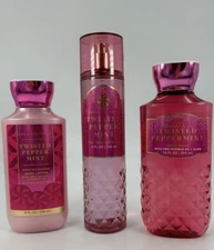 Bath & Body Works TWISTED PEPPERMINT GIFT SET Lotion Mist Shower Gel Full Size