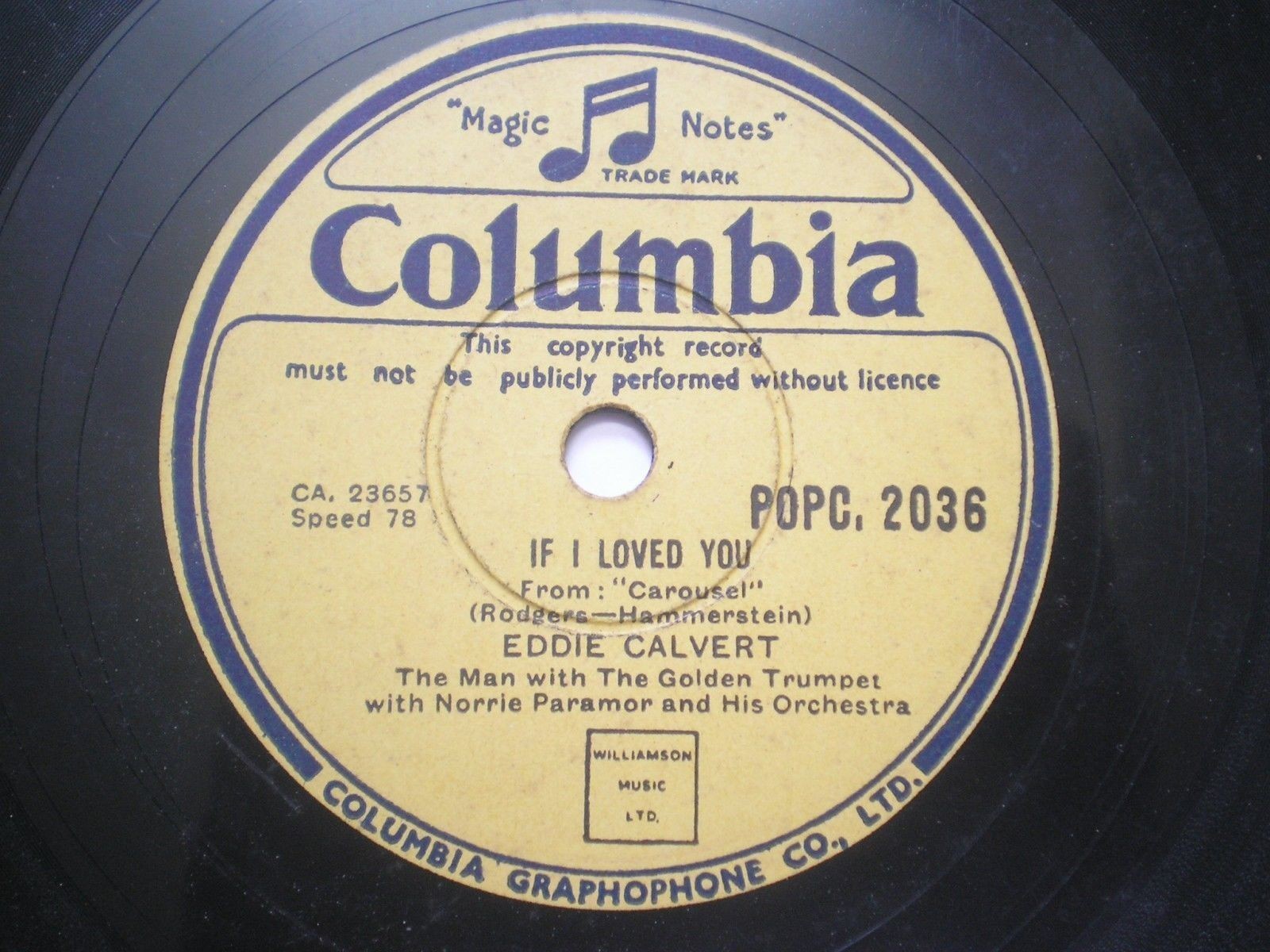 Eddie Calvert Popc 2036 Rare 78 Rpm Record 10