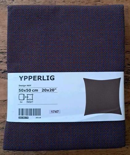 IKEA YPPERLIG Kissenbezug 50 x 50 cm 20"x20" braun blau kariert Heu Design Neu mit Etikett