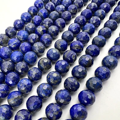 Echte Lapislazuli Edelstein 6mm facettiert Perlen 39cm Strang Lazurstein - Bild 1 von 4