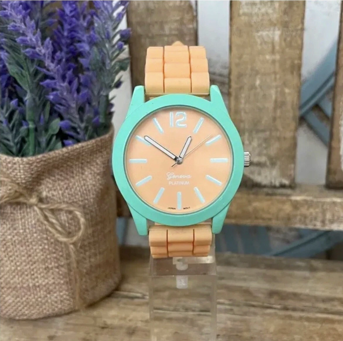 Geneva Platinum Mint Peach Quartz Silicone Wrist Watch NEW eBay