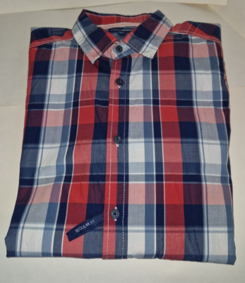 Hemd Charles Vögele Größe L, rot blau kariert, Regular Fit, Baumwolle - NEU -