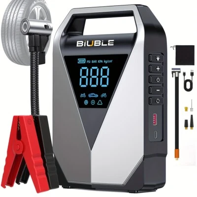 BIUBLE 8000A Car Jump Starter Air Compressor Pack Booster USB LED Power Bank Battery