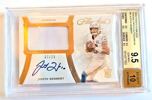 2020 Panini Flawless RPA JUSTIN HERBERT AUTOGRAPH /25 BGS 9.5 AUTO 10