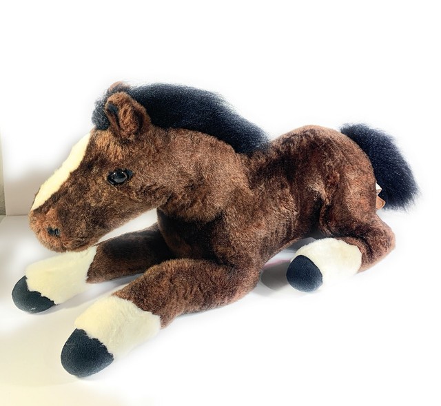 Large Breyer Horse Stuffed Animal Plush Brown White 17" Leather Tush