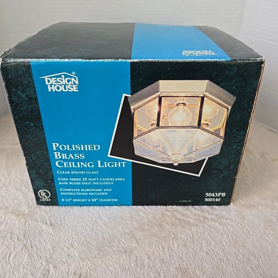 Потолочный светильник Design House из полированной латуни 5043 ПБ NIOB 6 1/2 дюйма в высоту на 10 дюймов в диаметре - Изображение 4 из 4