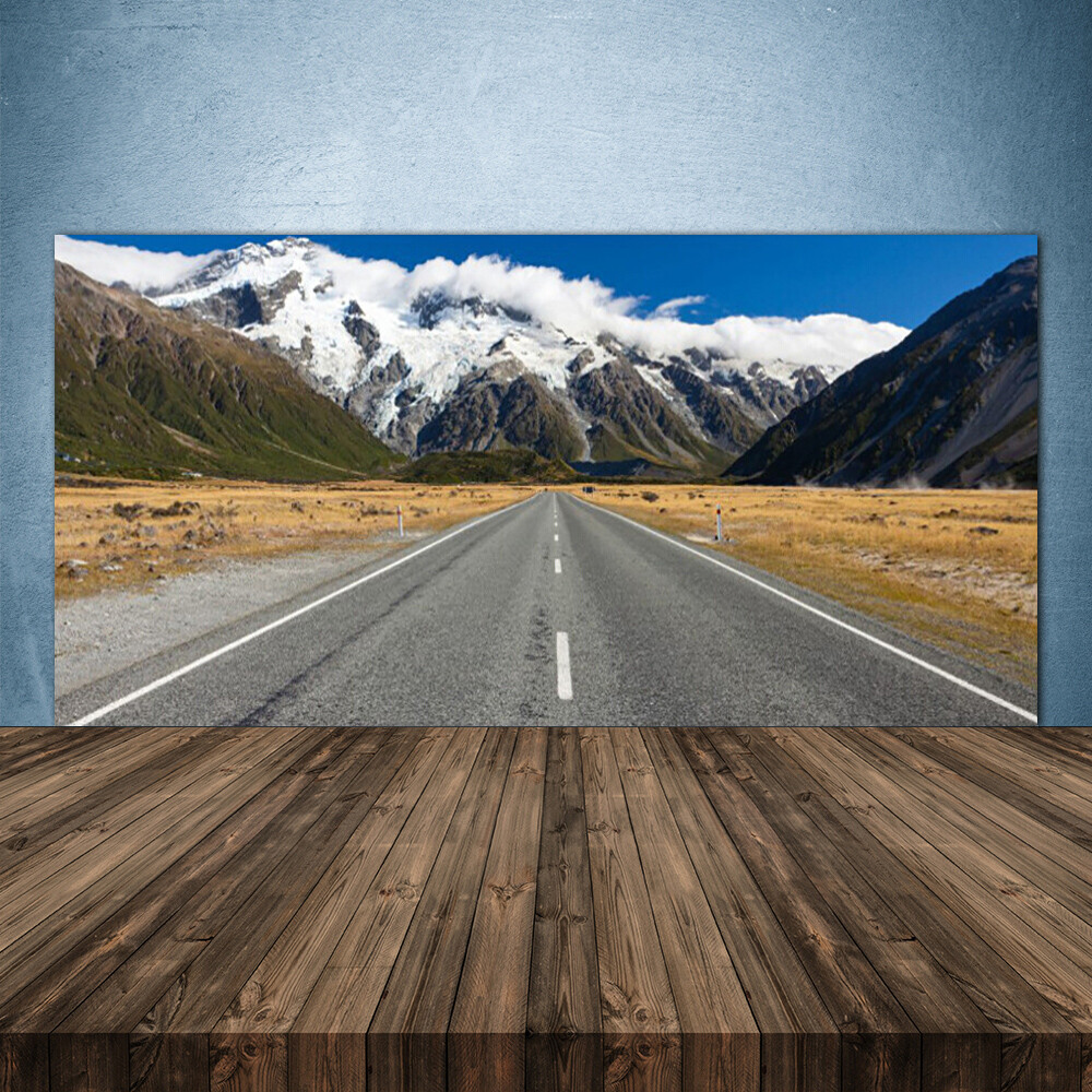 Tulup Paneles en vidrio de pared Cocina con frente Cristal 140x70 Montaña nieve