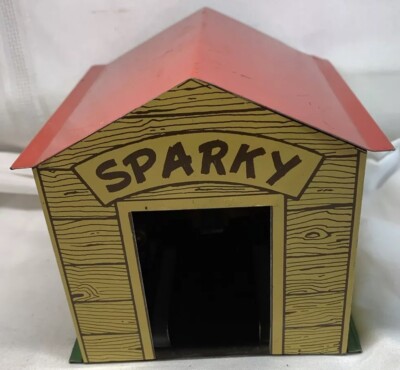 Byron Products Vintage Tin Toy Sparky Dog House Battery Operated Dog House Only