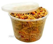 64 oz. (1/2 Gallon) Plastic Freezer Food Storage Deli Soup Container Tubs w/Lids