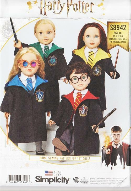 Simplicity Sewing Pattern 8942 Harry Potter Costume 18 inch