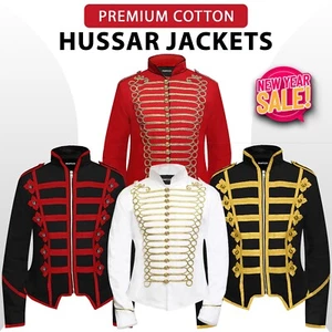 Mens Hussar Jacket Clothing Steampunk Vest Military Tunic Casual Parade Jackets