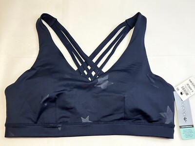 NWT Ideology Women's L Moderate Coverage Low Impact Sports Bra Star Navy Blaze