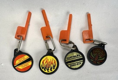 Vintage 1980 Kidco Burnin Key Cars Lot of 4 Keys Corvette Datsun