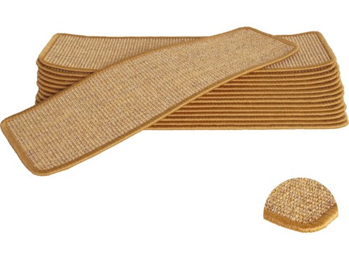 Stufenmatte-Set Sisal Rechteckig Natur Dunkel 20X65 Cm 15-Teilig-image