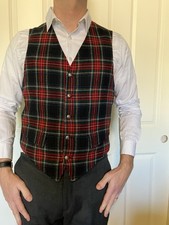Pendleton Vest Mens 100 Virgin Wool Red Green Plaid Christmas Colors Seasonal