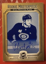 2021-22 The Cup Rookie Masterpiece Cyan Printing Plate Auto 1/1 Cole Perfetti