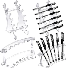 Teling 4 Pieces Pen Display Stand Acrylic Pen Holder Clear Pen Stand Rack Organi