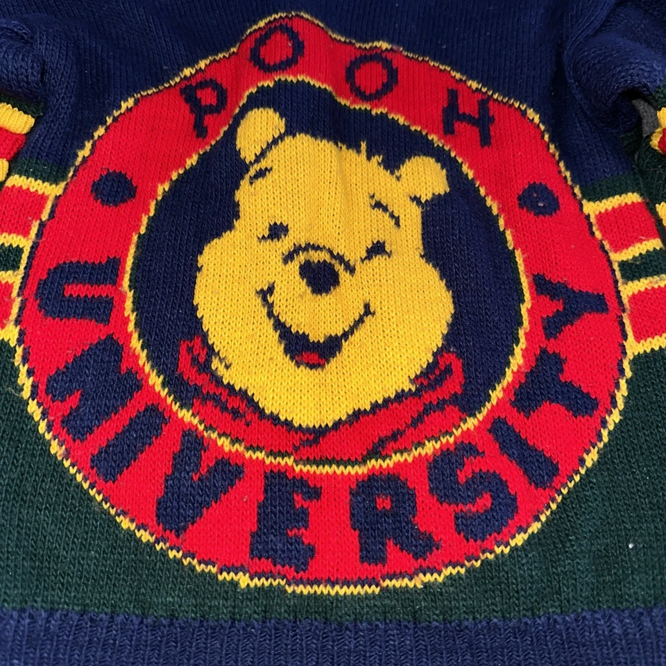 Cárdigan Suéter Tejido Winnie the Pooh Años 90 De Colección L 6/7 Hecho en EE. UU. Bloque de Color Foto 2 de 4