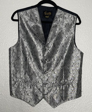 Scully Vest Men's Size Small Black Silver Paisley Western Dress Formal Pockets