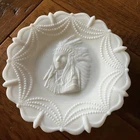 Vintage Westmoreland Indian Chief 1930-40 White Embossed Milk Glass Plate 7.25"