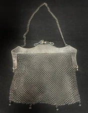 Antique German Silver Metal Mesh Chainmail Hand Bag Purse