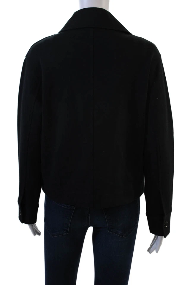 Chaqueta bomber Vince para mujer negra manga larga mezcla de algodón talla XS Foto 4 de 4