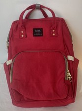 Land Mommy Baby Bag Boutique Chic Red Gold Diaper Backpack Travel