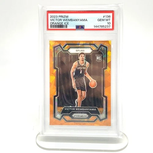 2023-24 Panini Prizm Victor Wembanyama #136 RC Rookie Orange Ice PSA 10