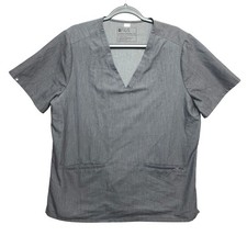 FIGS Technical Collection Scrub Top XL Gray Short Sleeve V-Neck Shirt Medical