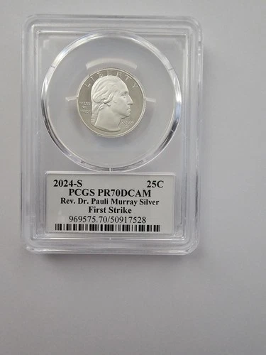 SILVER 2024 S PR70 DCAM REV DR PAULI MURRAY WASHINGTON QUARTER 25C 90% AG COIN