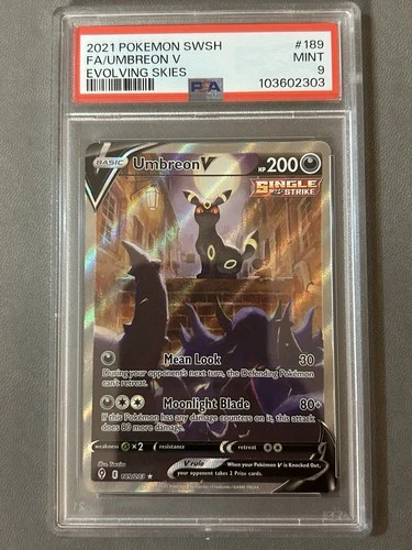 Pokemon Evolving Skies Umbreon V 189/203 Alternative Art Alt Holo Foil PSA 9
