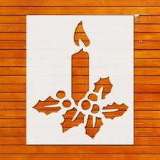 Reusable Christmas Candle Holly Stencil Template for DIY Crafts  Wall Art -  