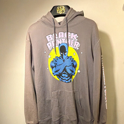 Marvel Black Panther Gray Pullover Hoodie Graphic Logo Pockets  2XL NWT