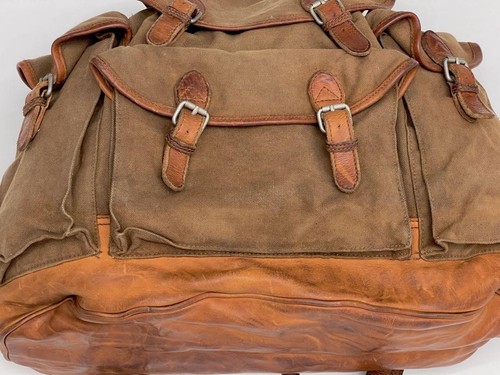 Vintage RRL Ralph Lauren Military Backpack Canvas Leather VTG - Picture 7 of 10