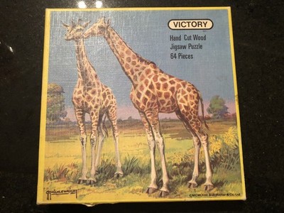 Wildtier Serie - Giraffe Sieg Puzzle handgeschnitten Holz 64 Teile komplett 8x8