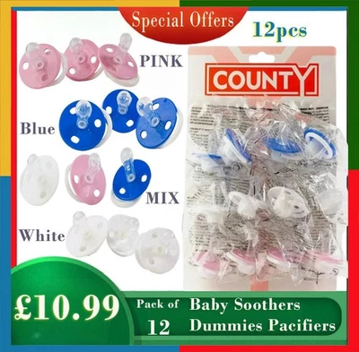 County Sales Baby Soothers Dummies Pacifiers Pack of 12