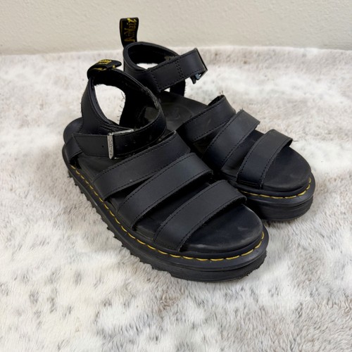 Doc Dr. Martens Blaire Black Strappy Chunky Sandals Air Wair Women's Size 8L