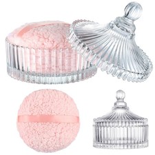 Extra Large 6" Body Powder Puff Set - 2 Oversized Puffs Container for Baby/Wom