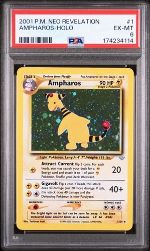2001 POKEMON NEO REVELATION #1 AMPHAROS-HOLO PSA 6