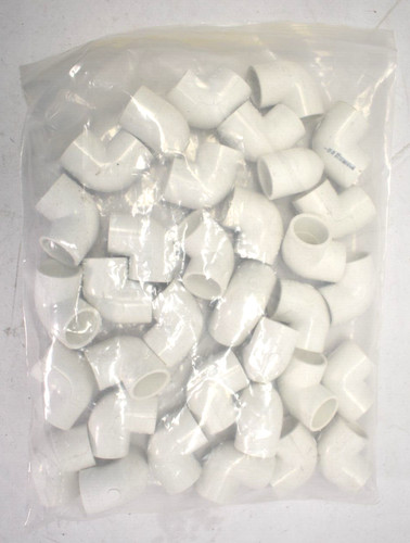 Lot of 34 PVC Schedule 40 90° SxS Elbow Fittings White Pressure Use 3/4"