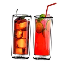  (Set of 2) 20oz (600ml) Ultra Clear Strong Double Wall Insulated Thermo Glass 