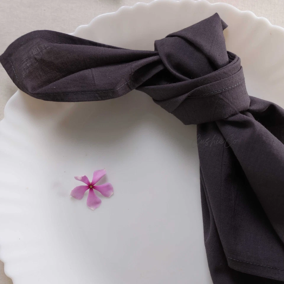 Wedding Napkin Charcoal Cotton Napkin Set of 20 Pc Table Decor,Bulk Napkin - Image 4 of 4