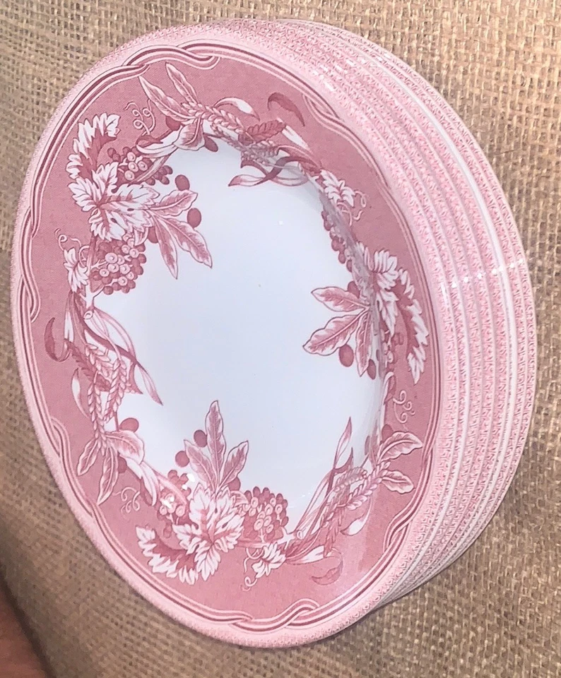 VTG ‘04 Set 8 Spode X Williams Sonoma Fulham Red TransferWare 6.5” Plates Eng - Image 2 of 4